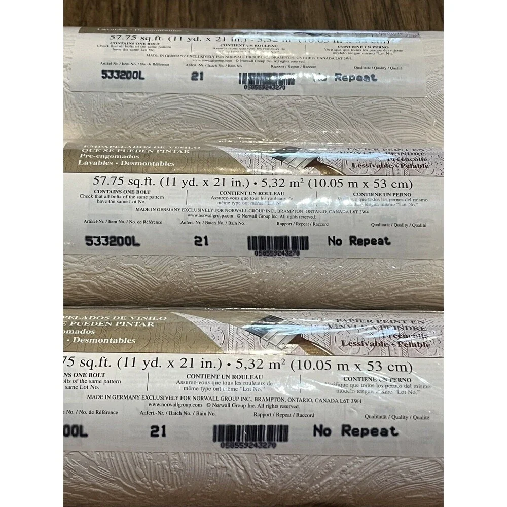 Architectural Inspirations Paintable Vinyl Wall Covering Lot Of 3 Rolls 533200L